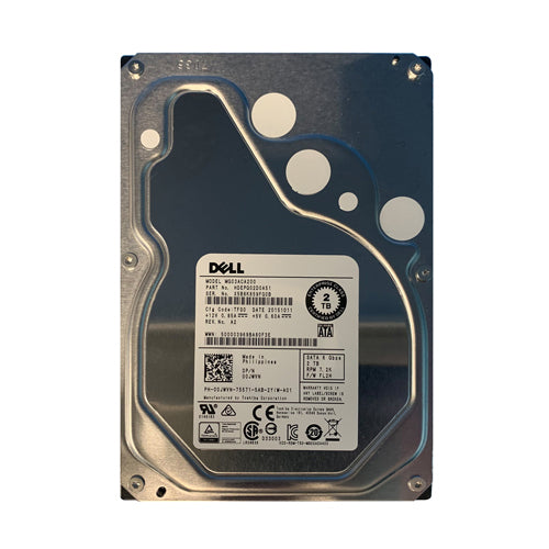 00JWVN Dell 2TB 7200RPM SATA 6Gb/s 128MB Cache 3.5-Inch Hard drive