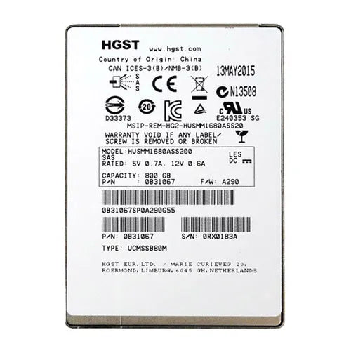 0B31067 HGST Ultrastar SSD1600MM Series 800GB Multi-Level Cell SAS 12Gb/s (Crypto Sanitize) Mainstream Endurance 2.5-inch Solid State Drive