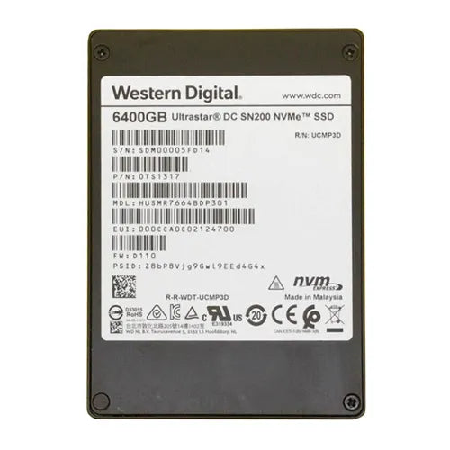 0TS1317 HGST Ultrastar DC SN200 Series 6.4TB Multi-Level Cell PCI Express 3.0 x4 NVMe Mixed Use U.2 2.5-Inch Solid State Drive