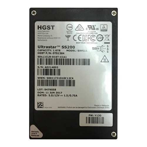 0TS1384 HGST Ultrastar DC SS200 Series 1.6TB Multi-Level Cell SAS 12Gb/s Mixed Use (ISE) 2.5-Inch Solid State Drive