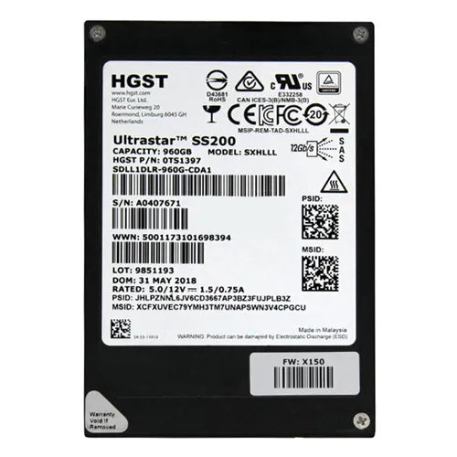 0TS1397 HGST Ultrastar DC SS200 Series 960GB Multi-Level Cell SAS 12Gb/s Read Intensive (TCG) 2.5-Inch Solid State Drive