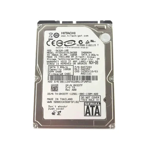 Travelstar 5K320 Series 160GB 5400RPM SATA 3Gb/s 8MB Cache 512 2.5-inch Hard Drive