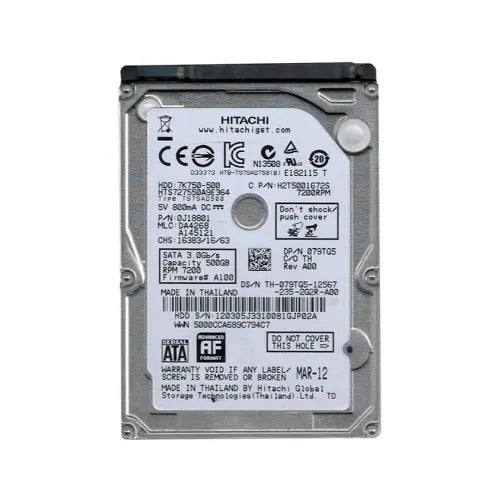 Travelstar 7K750 Series 500GB 7200RPM SATA 3Gb/s 16MB Cache 512e 2.5-inch Hard Drive