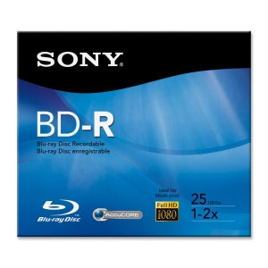 BNR25RH Sony Blu-ray Recordable Media BD-R 2x 25GB 1 Pack Jewel Case 120mm23 Hour Maximum Recording Time