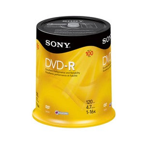 100DMR47RS4 Sony 4.7GB 16x DVD-R Optical Media (100-Pack)