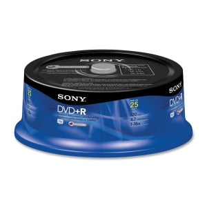 25DPR47RS4 Sony DVD Recordable Media DVD-R 16x 4.70GB 25 Pack Spindle 120mm2 Hour Maximum Recording Time