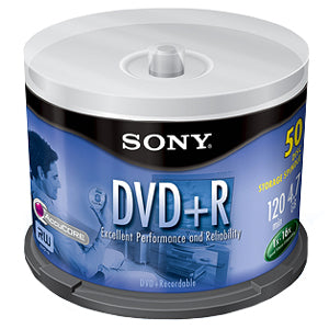 50DPR47 Sony 4.7GB 16x DVD+R Optical Media (50-Pack)