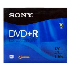 5DPR47R4H Sony DVD+R Media 4.7GB 120mm StandardSlim Jewel Case