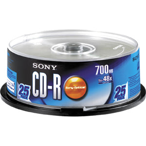 25CDQ80RSP Sony 48x CD-R Media 700MB 120mm Standard 25 Pack Spindle