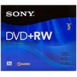 5DPW47R2H Sony DVD Rewritable Media DVD-R 1.4x 4.70GB 5 Pack Jewel Case 120mm2 Hour Maximum Recording Time