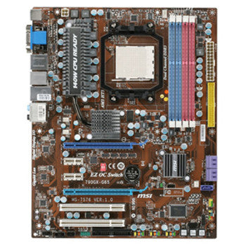 MSI - 7576-010 - Socket AM3 AMD 790GX + SB750 Chipset AMD Phenom II X4/ Phenom II X3 Processors Support DDR3 4x DIMM 5x SATA2 3.0Gb/s ATX Motherboard (Ref