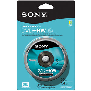 10DPW30RS2H Sony DVD+RW Media 1.4GB 80mm Mini 10 Pack Spindle