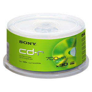 30CDQ80RSX Sony CDQ80 48x CD-R Media 700MB 120mm Standard 30 Pack Spindle