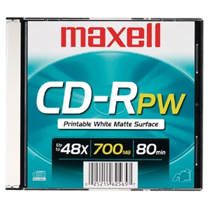 648721 Maxell CD-R 80m 48x No-Logo White Inkjet Printable Thermal Printable Slim Jewelcase