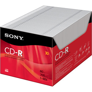 30CDQ80R Sony 48x CD-R Media 700MB 120mm Standard 30 Pack Slim Jewel Case