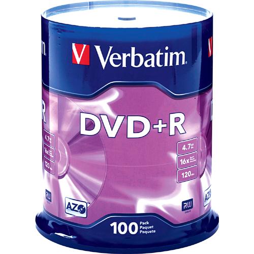 95098-2KIT Verbatim 95098 DVD Recordable Media DVD+R 16x 4.70GB 200 Pack Spindle 120mm2 Hour Maximum Recording Time