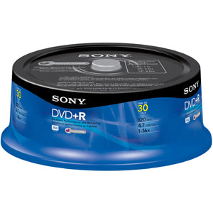 30DPR47RS4 Sony DVD Recordable Media DVD+R 16x 4.70GB 30 Pack Spindle 120mm