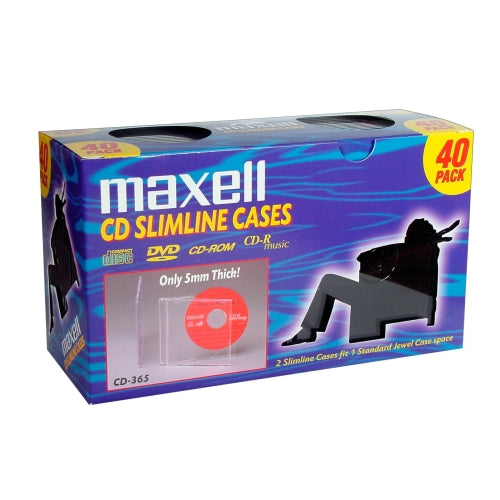 190074 Maxell CD-365 Slimline Jewel Cases Jewel Case Book Fold Clear