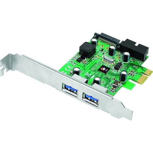 JU-P40511-S1 SIIG DP 4-Port USB 3.0 PCIe with 20pin Header 2 x 9-pin Type A Female USB 3.0 USB External, 1 x 20-pin USB 3.0 USB Header, 1 x 15-pin SATA Power Internal Internal Retail (Refurbished)