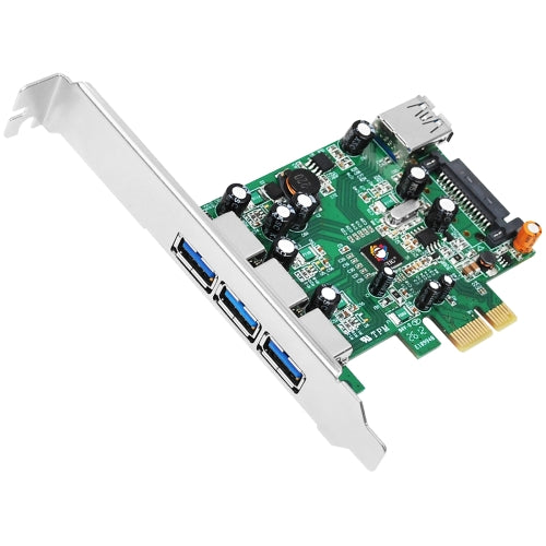 JU-P40311-S1 SIIG DP 4-Port USB 3.0 PCIe i/e PCI Express 2.0 Plug-in Card 4 USB Port(s) (Refurbished)