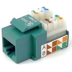 R6D022-AB5-GRN Belkin Cat5 Keystone Jack 110 Green Punchdown 568a/568b Rohs (Refurbished)