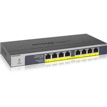 NetGear - GS108PP-100NAS - 8-port Gigabit Ethernet PoE+ Unmanaged Switch (GS108PP) - 8 Ports - 2 Layer Supported - Twisted Pair - Desktop Wall Mountable