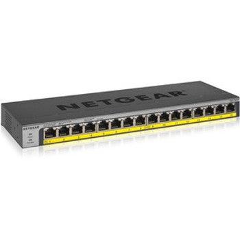 NetGear - GS116LP-100NAS - 16-Port 76W PoE/PoE+ Gigabit Ethernet Unmanaged Switch - 16 Ports - 2 Layer Supported - Twisted Pair - Wall Mountable Rack-mou