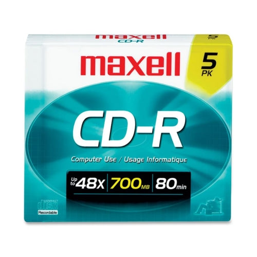 648205 Maxell 700MB 48x CD-R Optical Media (5-Pack)