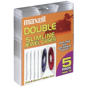 190130 Maxell CD-391 Double Slim Clear Jewel Cases Book Fold Clear