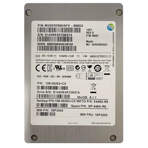 108-00253+C0 NetApp 200GB SAS 6Gb/s 2.5-Inch Solid State Drive