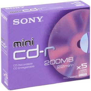 10CDQ22L1 Sony 200MB CD-R Mini Optical Media (10-Pack)