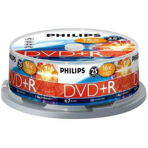 DR4L6B25F/17 Philips Dvd+r 4.7gb Data 120min Vid Lscribe 16x 25spndl