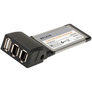 F5U506 Belkin 3 Port USB 2.0 and FireWire ExpressCard 2 x 6-pin IEEE 1394a FireWire, 1 x 4-pin Type A USB 2.0 USB Plug-in Module