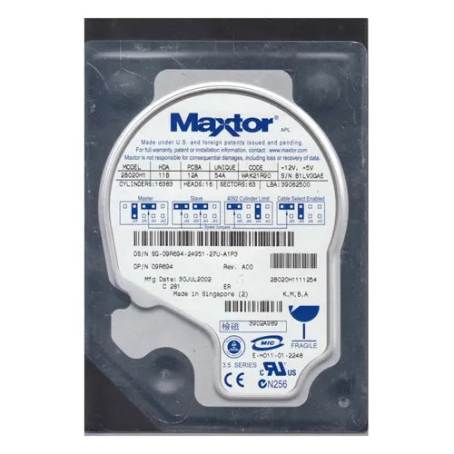 2B020H1 Maxtor 20GB 5400RPM IDE Ultra ATA/100 (ATA-6) 2MB Cache 3.5-Inch Hard Drive