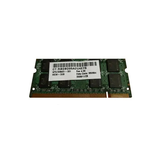 538401-001 - HP 2GB DDR2-800MHz PC2-6400 non-ECC Unbuffered CL6 200-Pin SoDimm 1.8V Memory Module