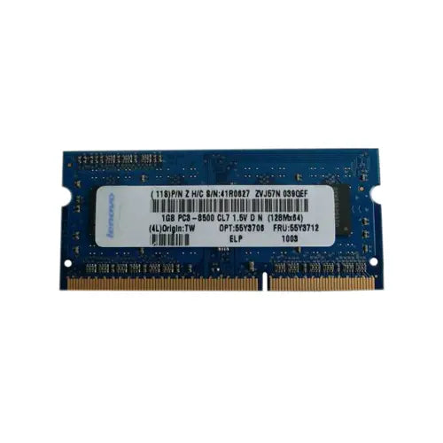 55Y3706 - Lenovo 1GB DDR3-1066MHz PC3-8500 non-ECC Unbuffered CL7 204-Pin SoDimm 1.5V Single Rank Memory Module