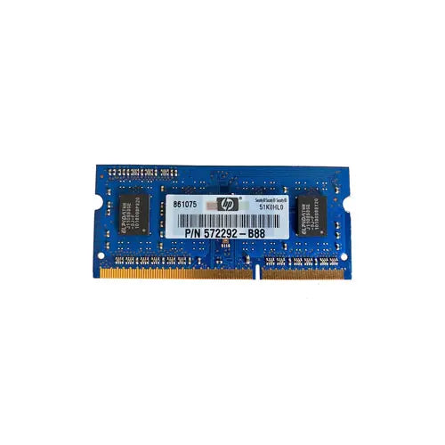 572292-B88 - HP 1GB DDR3-1333MHz PC3-10600 non-ECC Unbuffered CL9 204-Pin SoDimm 1.35V Low Voltage Single Rank Memory Module