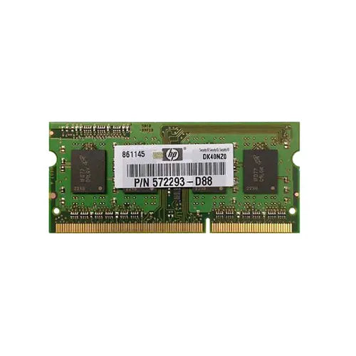 572293-D88 - HP 2GB DDR3-1333MHz PC3-10600 non-ECC Unbuffered CL9 204-Pin SoDimm 1.35V Low Voltage Memory Module