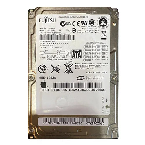 655-1292A Apple 100GB 5400RPM SATA 1.5Gb/s 8MB Cache 2.5-Inch Hard Drive