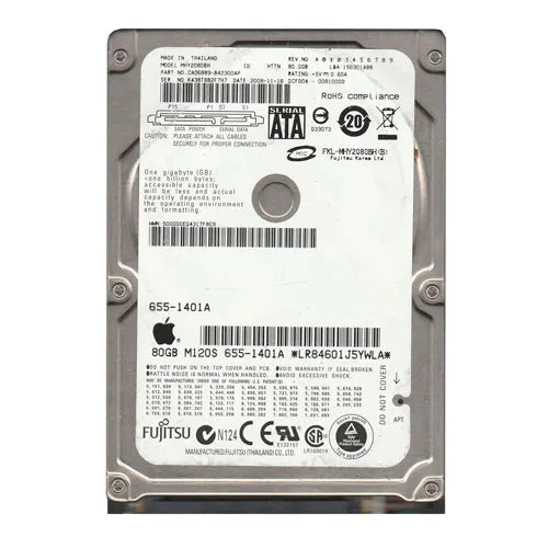 655-1401A Apple 80GB 5400RPM SATA 1.5Gb/s 8MB Cache 2.5-Inch Hard Drive