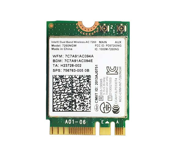 756763-005 - Intel Dual Band Wireless-AC 7260 802.11AC 2x2 Wi-Fi and Bluetooth Card