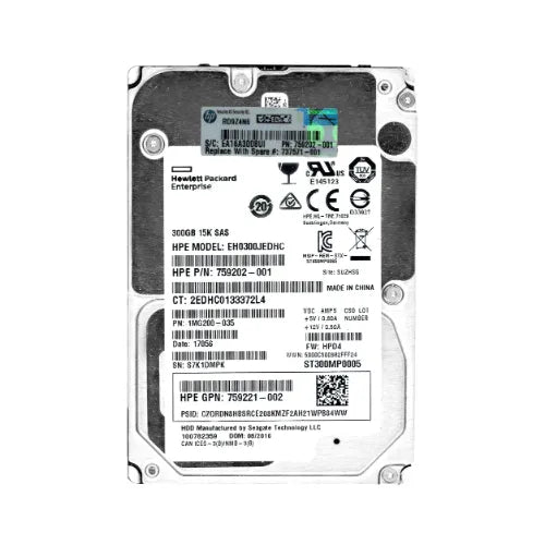 759202-001-1 - HPE 300GB 15000RPM SAS 12Gb/s Hot-Pluggable SFF 2.5-Inch Hard Drive For HP G8 G9 ProLiant Server