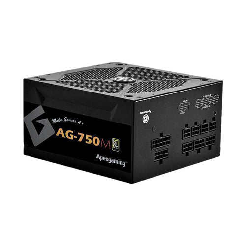 AG-750M Apexgaming 750-Watts 100-240V AC 10A 50-60Hz 24-Pin ATX 80-Plus Gold Modular Power Supply