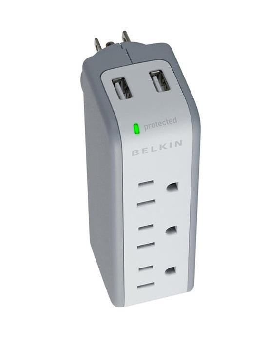 BZ103050-TVL Belkin 5-Outlets Mini Surge Suppressors with USB Charger Receptacles: 3 x AC Power, 2 x USB 918J