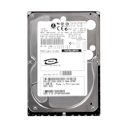 CA06200-B43600DE Fujitsu 147GB 10000RPM Ultra320 SCSI 80-Pin 8MB Cache 3.5-Inch Hard Drive