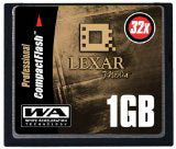 CF1GB32380 Lexar 1GB 32x CompactFlash (CF) Memory Card