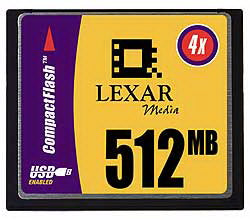 CF512-231 Lexar 512MB 4X CompactFlash (CF) Memory Card