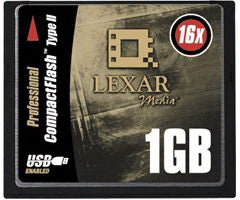 CFB1GB16360 Lexar 1GB 16x Type II CompactFlash (CF) Memory Card