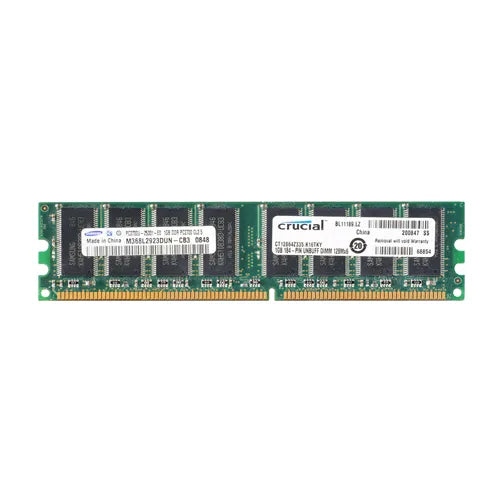 CT12864Z335.K16TKY Crucial 1GB DDR-333MHz PC2700 Non-ECC Unbuffered UDIMM CL2.5 2Rx8 2.5V 184-Pin Memory Module