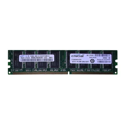 CT12864Z40B.K16TKY Crucial 1GB DDR-400MHz PC3200 Non-ECC Unbuffered UDIMM CL3 2Rx8 2.5V 184-Pin Memory Module